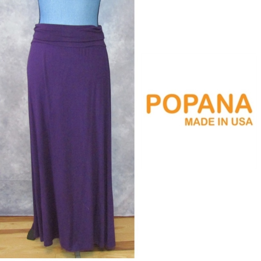 Popana Purple Stretch Rayon Maxi Skirt Strapless Dress